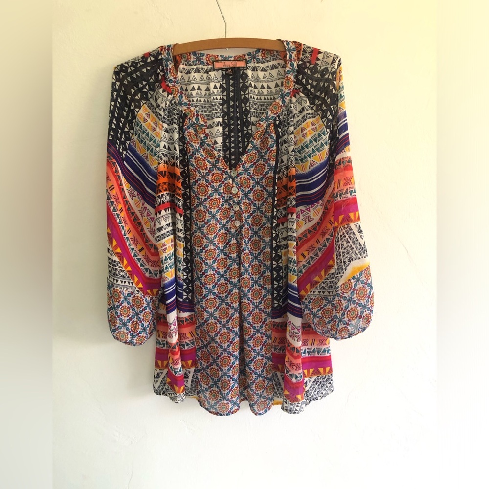Anthropologie Olive Hill Blouse Size M Sheer Tunic  Bohemian Fairy